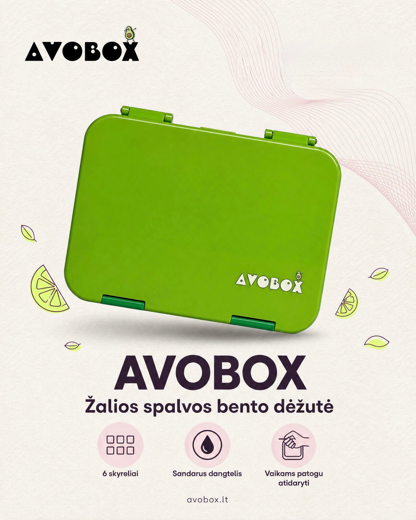 Žalios spalvos bento pietų dežutė