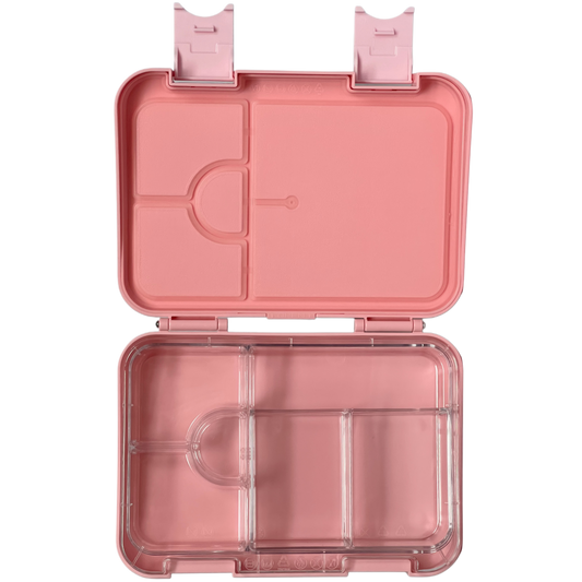 Rožinės spalvos bento pietų dėžutė